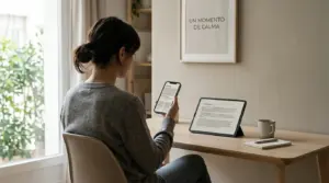 Persona revisando ofertas de apuestas gratuitas en dispositivo móvil bajo luz natural