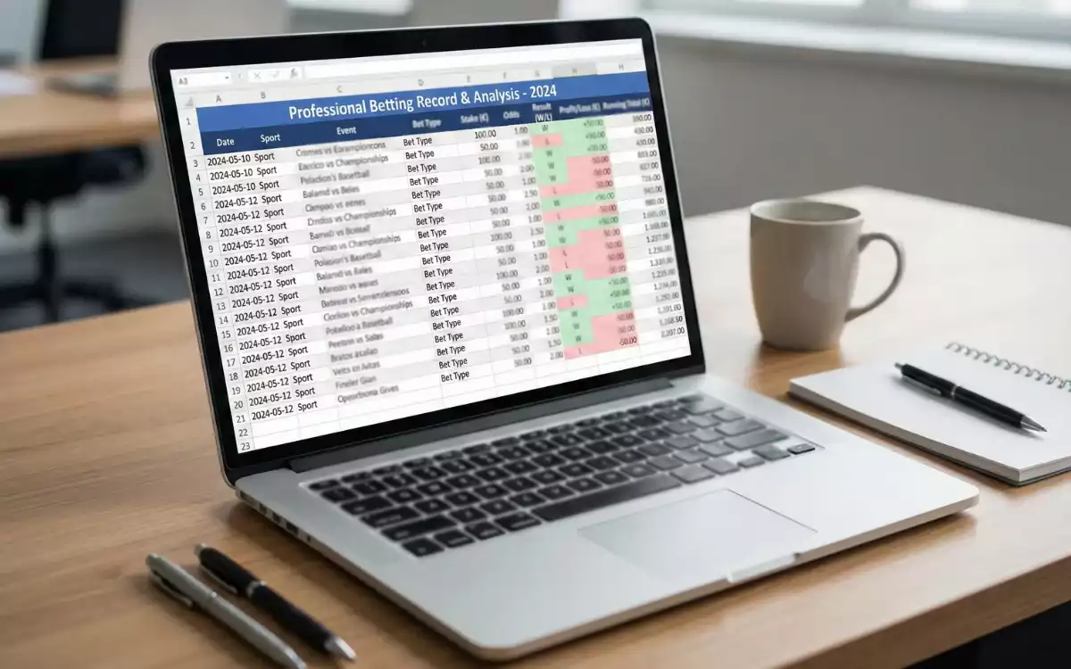 Hoja de c&aacute;lculo con registro detallado de apuestas y resultados