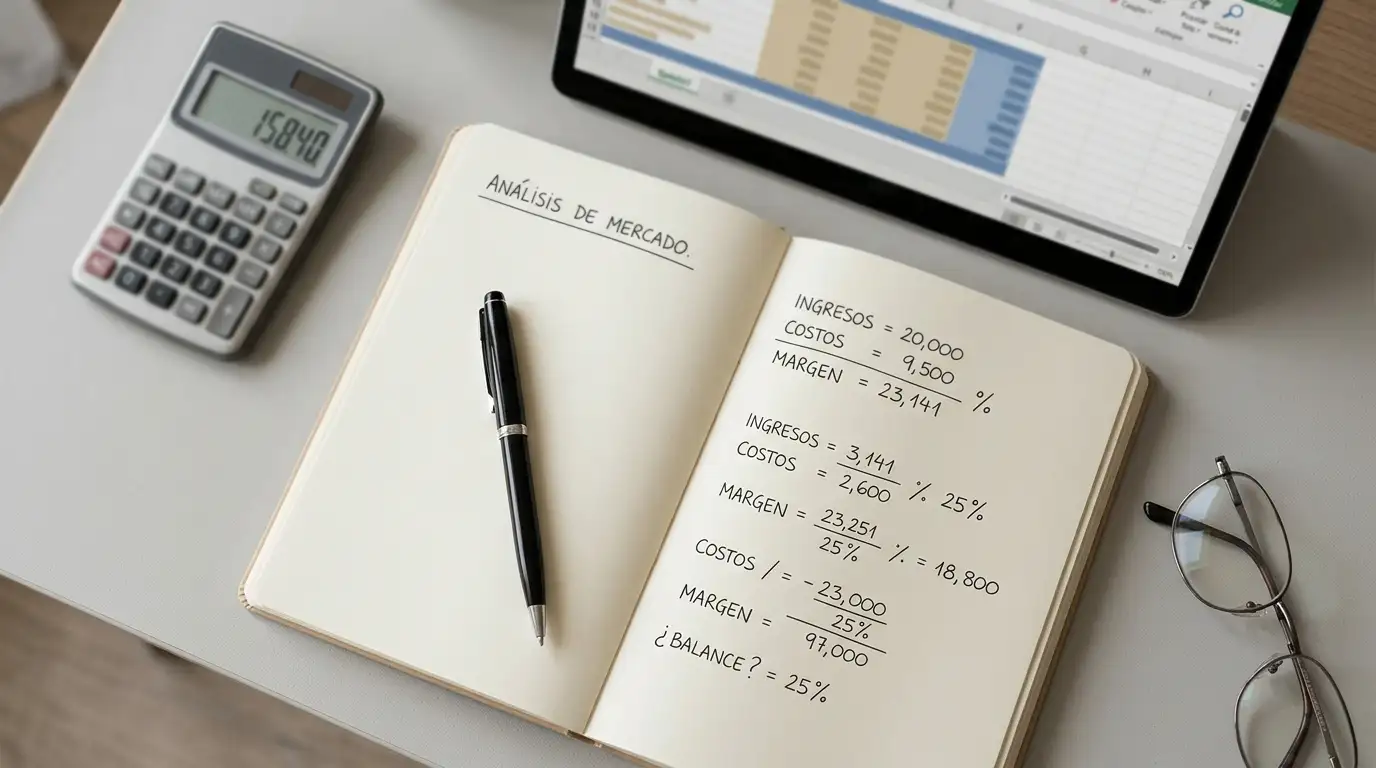 Calculadora y cuaderno con cifras sobre costes de diferentes métodos de pago