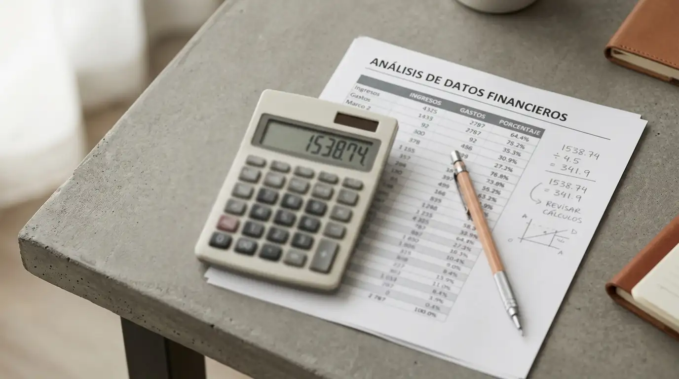 Calculadora y tabla con cálculos sobre márgenes reales en apuestas deportivas