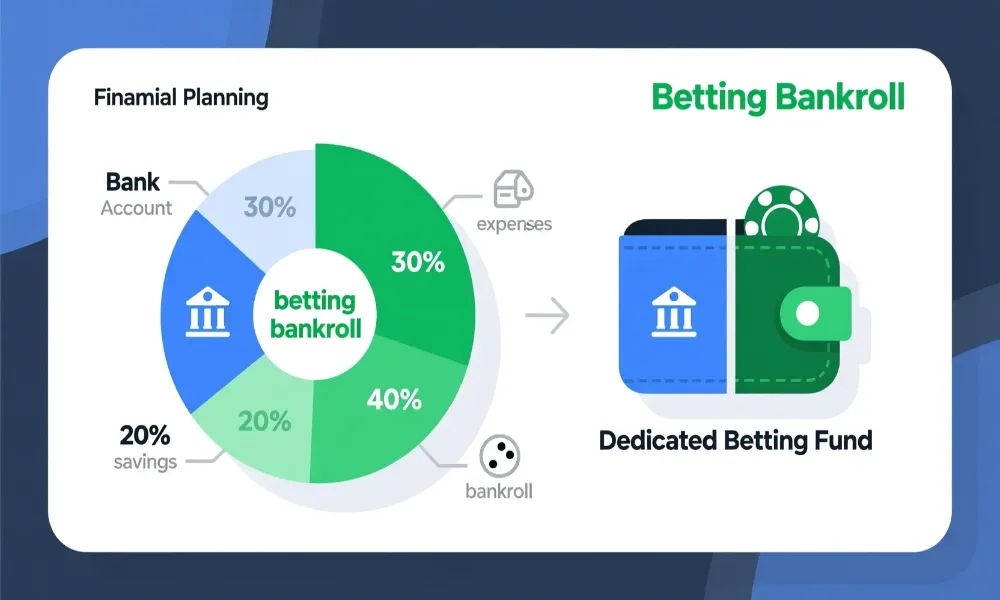 Infograf&iacute;a mostrando c&oacute;mo separar el bankroll de apuestas del dinero personal