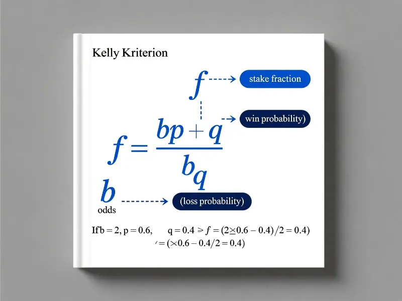 F&oacute;rmula del Criterio de Kelly explicada con cada variable: f = (bp - q) / b