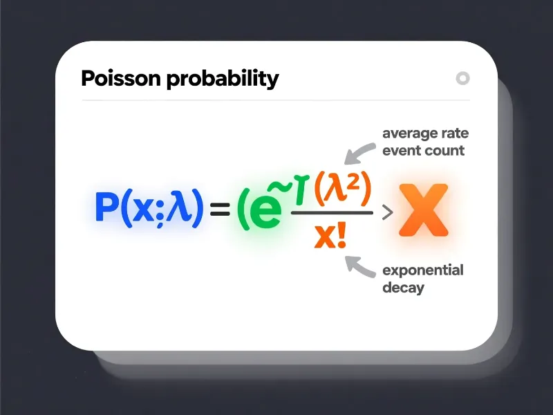 Explicaci&oacute;n visual de la f&oacute;rmula de Poisson con desglose de cada componente matem&aacute;tico