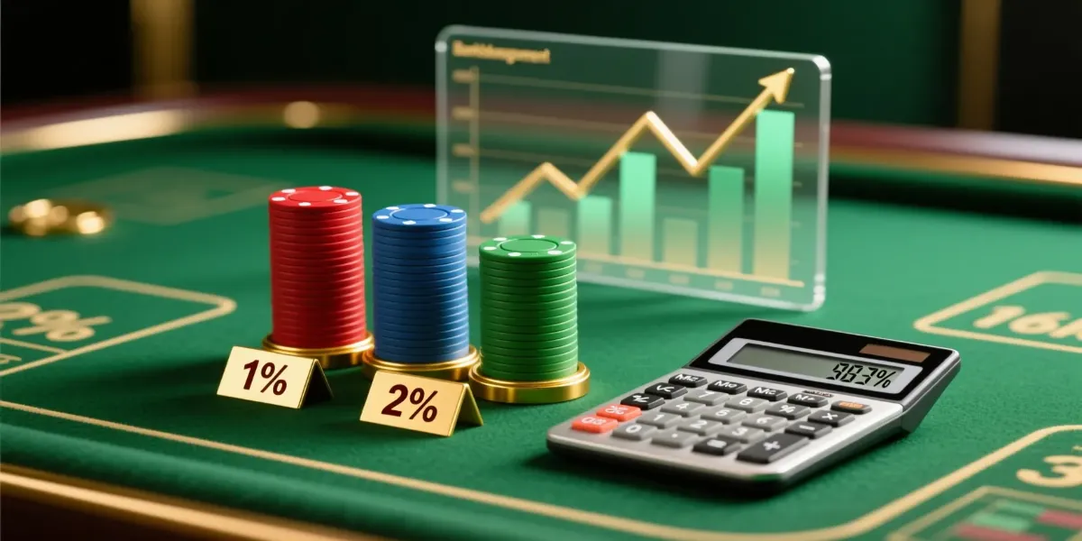 Gestión de bankroll en apuestas deportivas con fichas organizadas y calculadora financiera