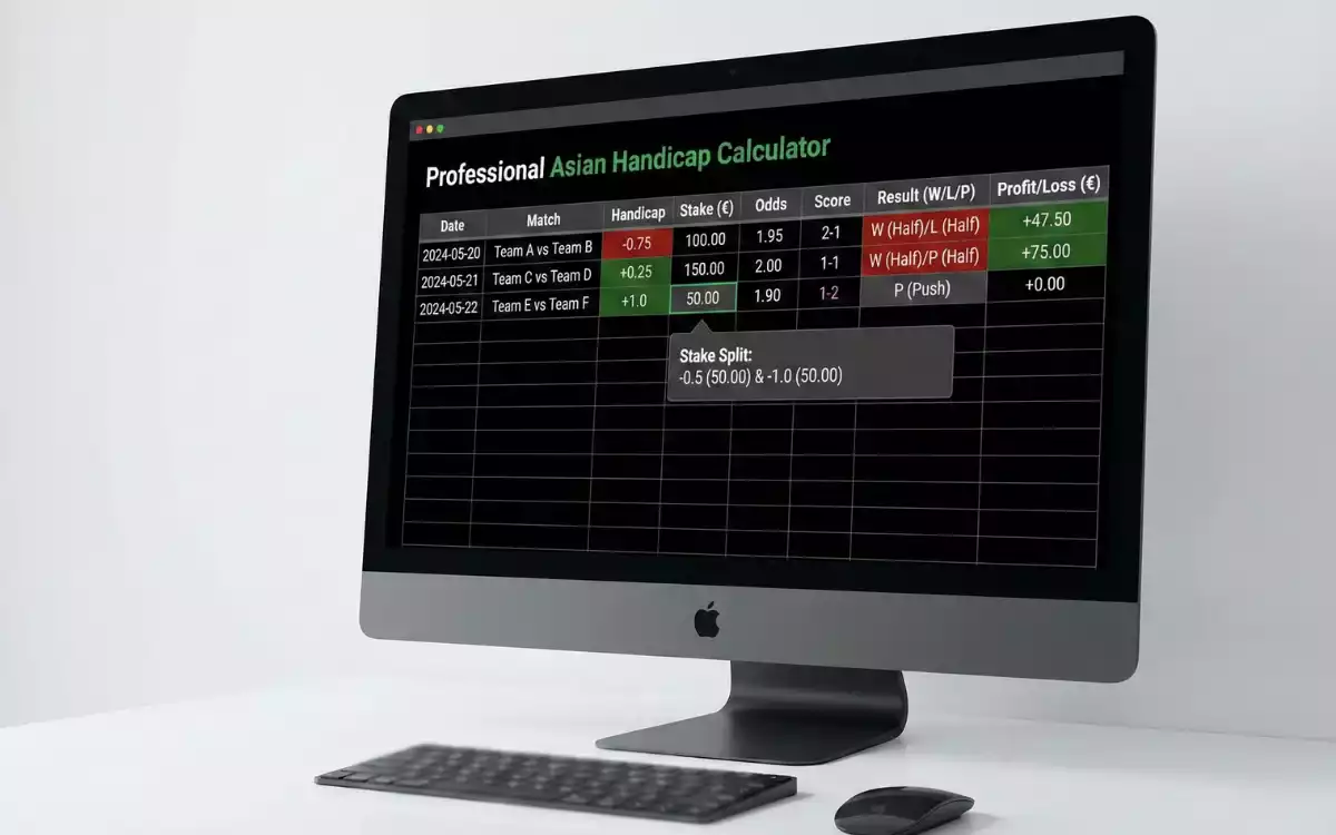 Calculadora de h&aacute;ndicap asi&aacute;tico mostrando diferentes escenarios