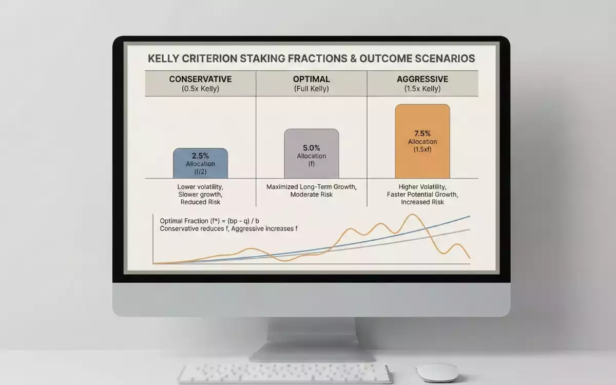 Gr&aacute;fico mostrando diferentes escenarios de resultados de apuestas seg&uacute;n Kelly