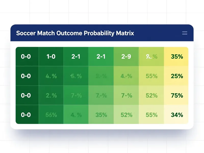 Matriz de resultados mostrando probabilidades de cada marcador posible en un partido de f&uacute;tbol