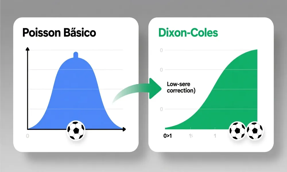 Comparaci&oacute;n entre el modelo Poisson b&aacute;sico y el modelo Dixon-Coles con curvas de probabilidad