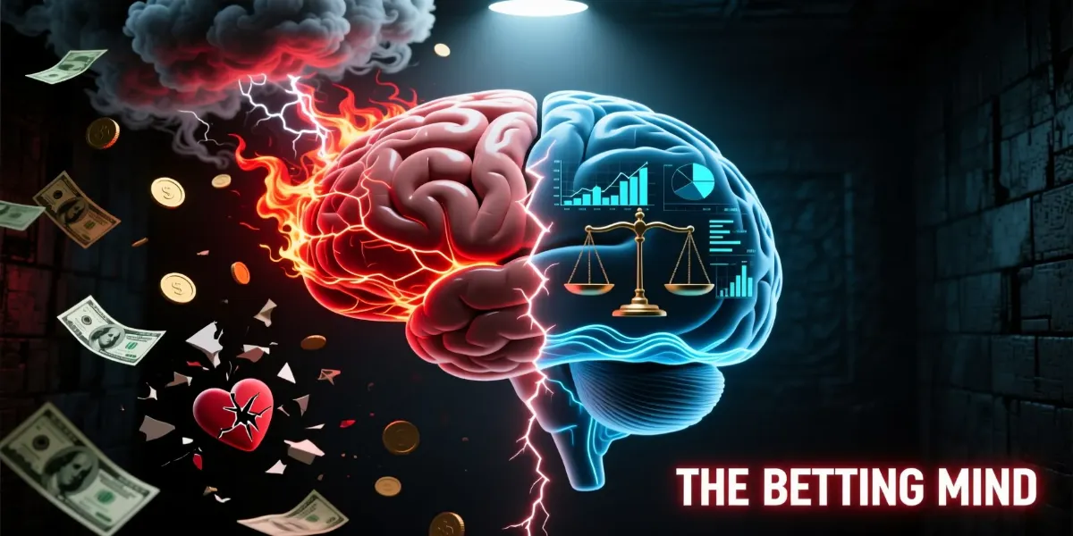Cerebro dividido entre emoción y razón representando la psicología del apostador