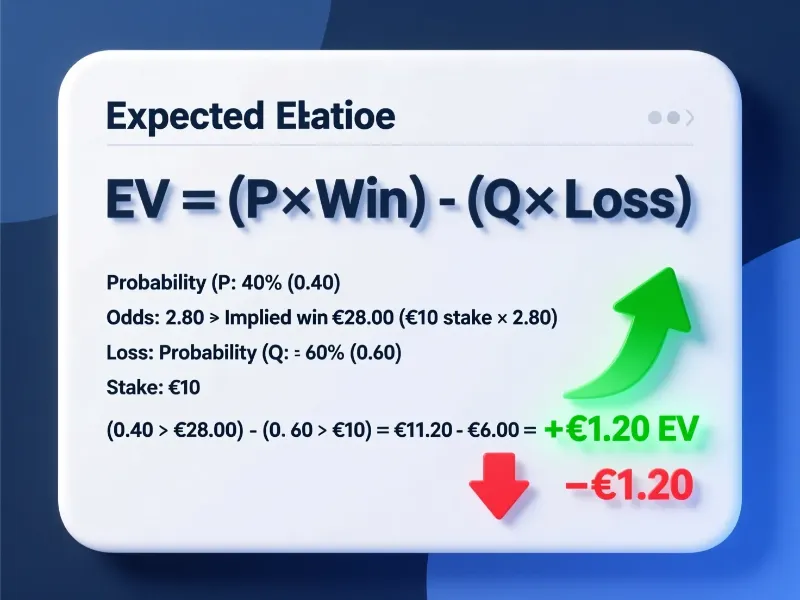 F&oacute;rmula del valor esperado EV con ejemplo de c&aacute;lculo mostrando resultado positivo
